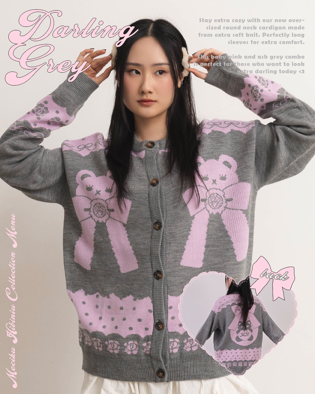 Darling Grey Round Neck Knit Cardigan Sweater