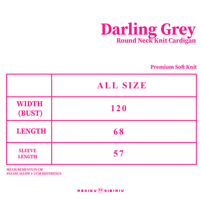 Darling Grey Round Neck Knit Cardigan Sweater