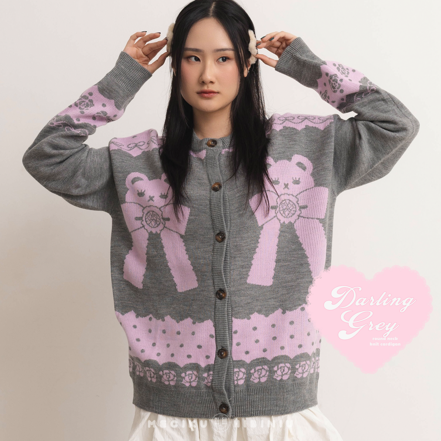 Darling Grey Round Neck Knit Cardigan Sweater