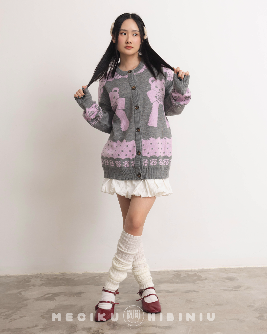 Darling Grey Round Neck Knit Cardigan Sweater