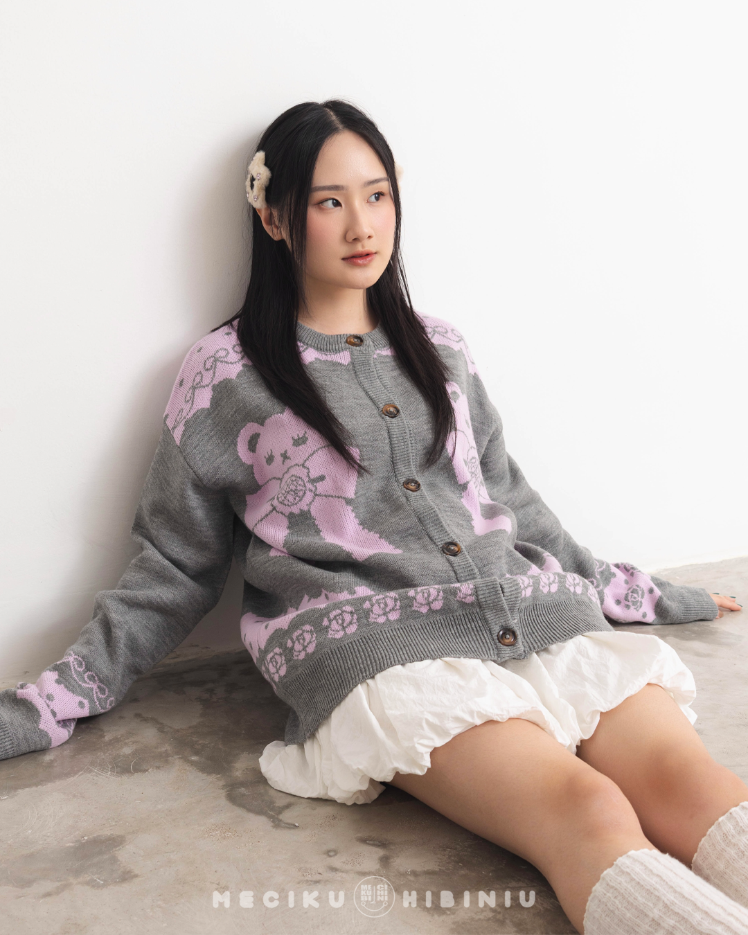 Darling Grey Round Neck Knit Cardigan Sweater