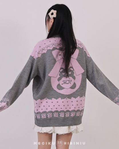 Darling Grey Round Neck Knit Cardigan Sweater