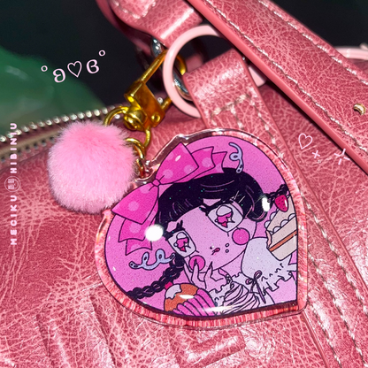 Sugar Rush Pom Pom Epoxy Glitter Keychain